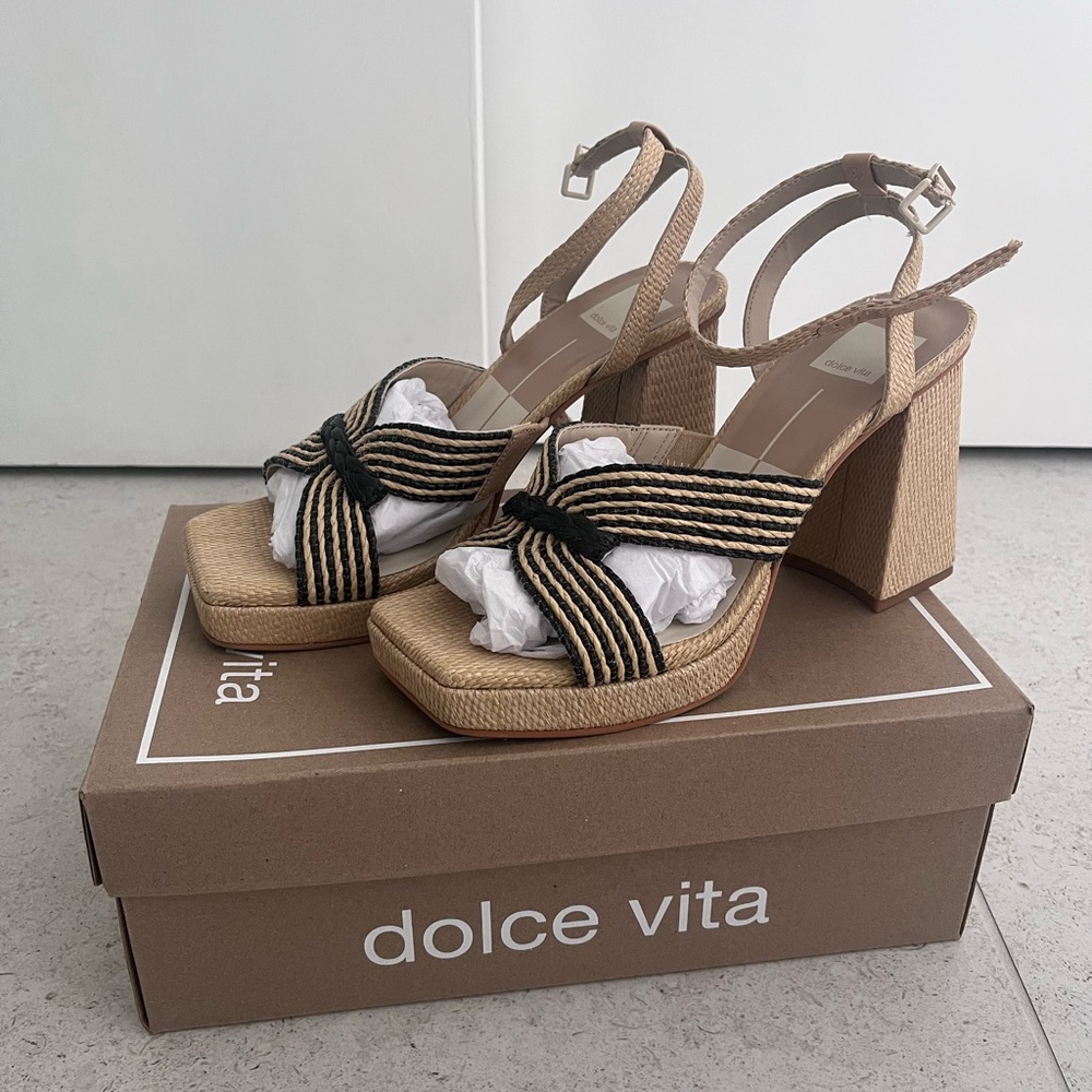 Dolce Vita Strappy Tan and Black Heels